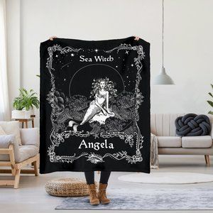 Customizable Sea Witch Tarot Card 50x60in Minky Blanket NWOT